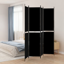 Kamerscherm met 4 panelen 200x220 cm stof zwart