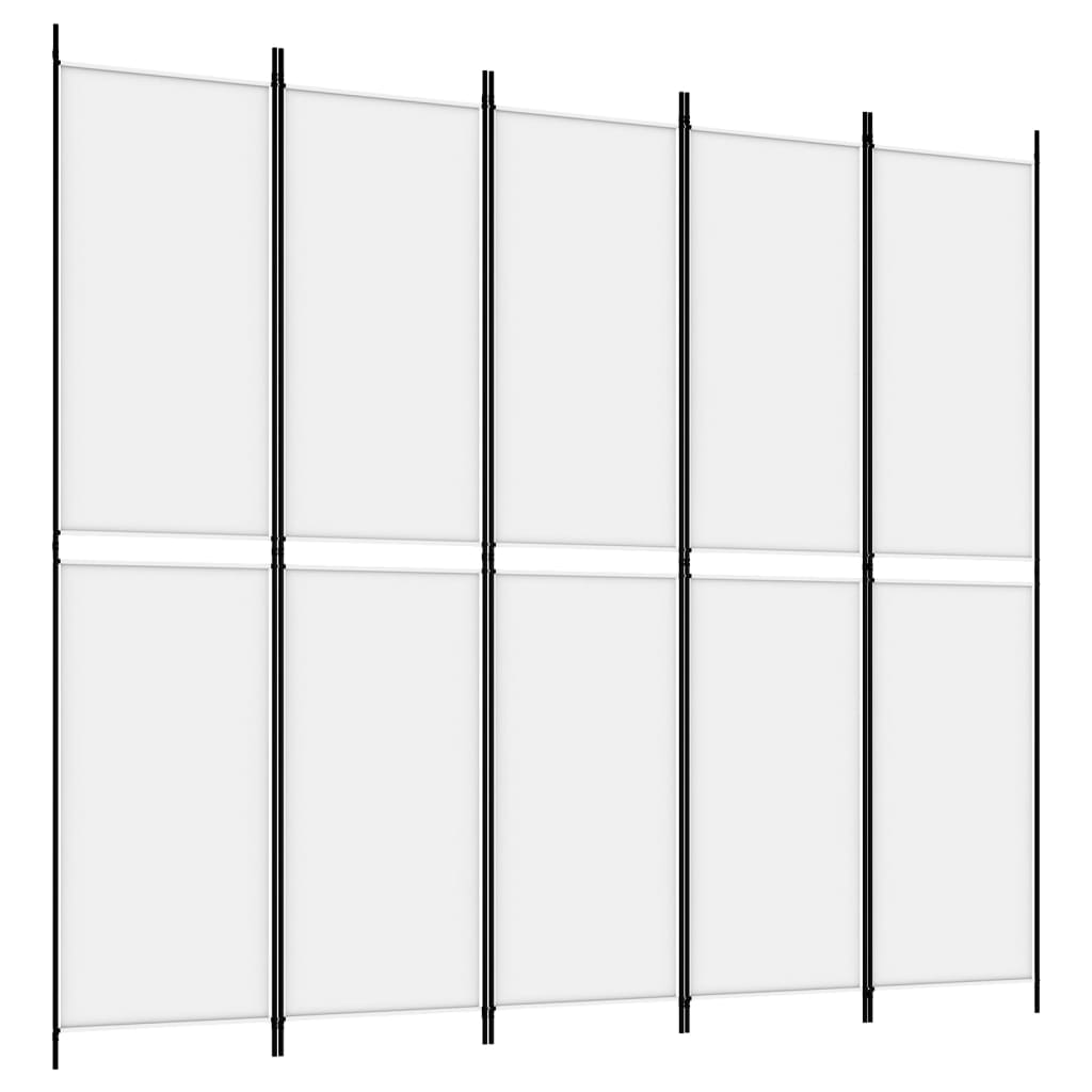 Kamerscherm met 5 panelen 250x220 cm stof wit