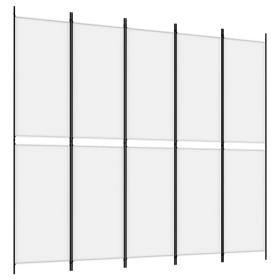 Kamerscherm met 5 panelen 250x220 cm stof wit