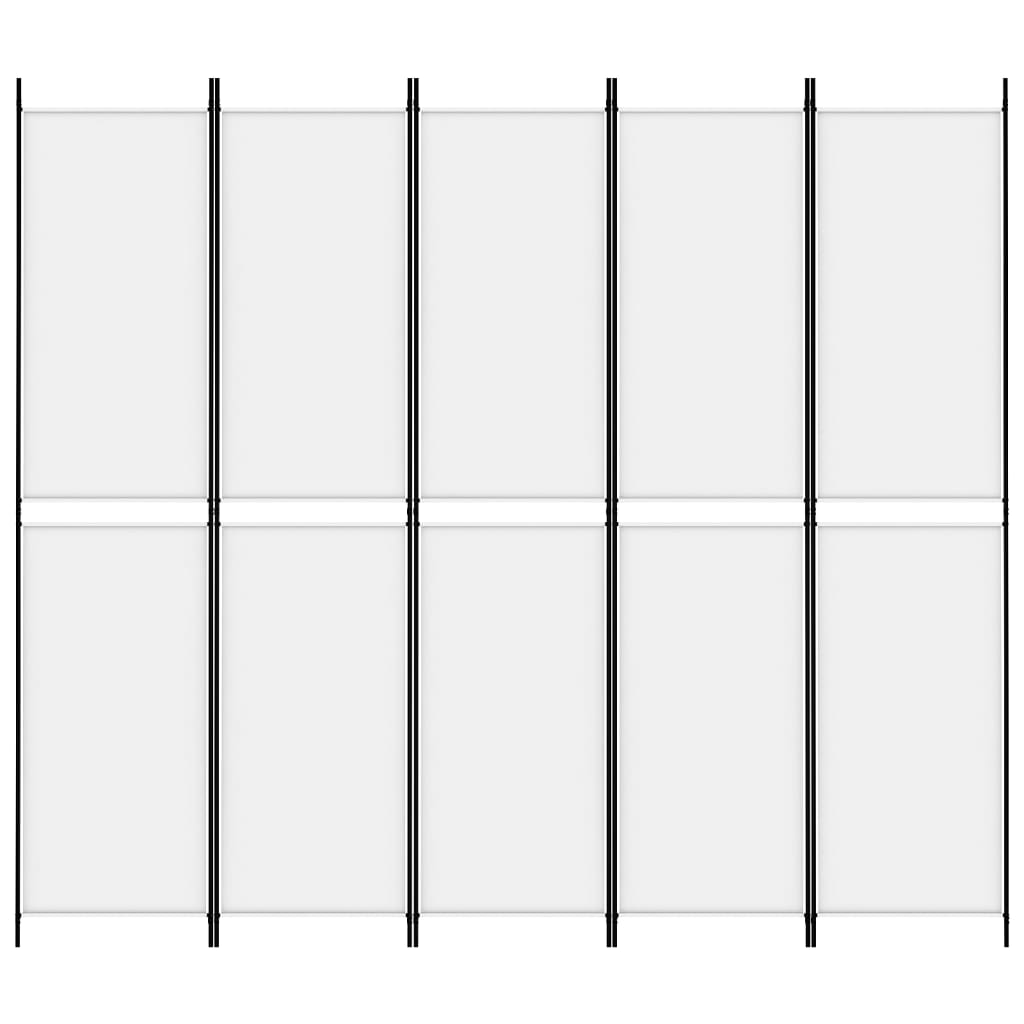 Kamerscherm met 5 panelen 250x220 cm stof wit