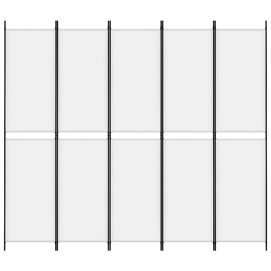 Kamerscherm met 5 panelen 250x220 cm stof wit