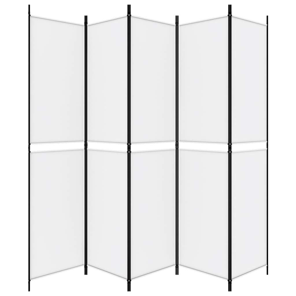 Kamerscherm met 5 panelen 250x220 cm stof wit