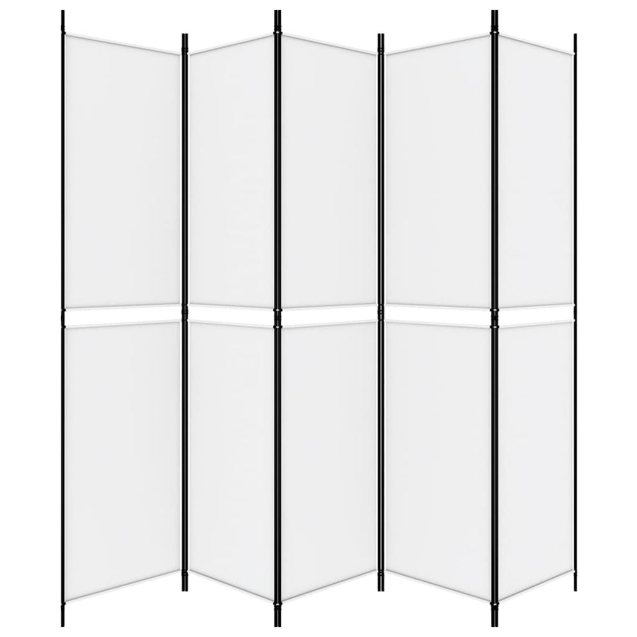 Kamerscherm met 5 panelen 250x220 cm stof wit