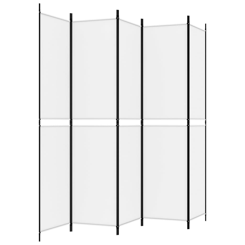 Kamerscherm met 5 panelen 250x220 cm stof wit