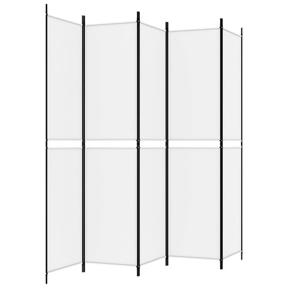 Kamerscherm met 5 panelen 250x220 cm stof wit