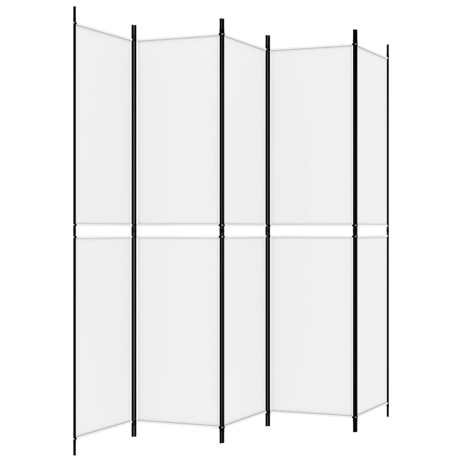 Kamerscherm met 5 panelen 250x220 cm stof wit