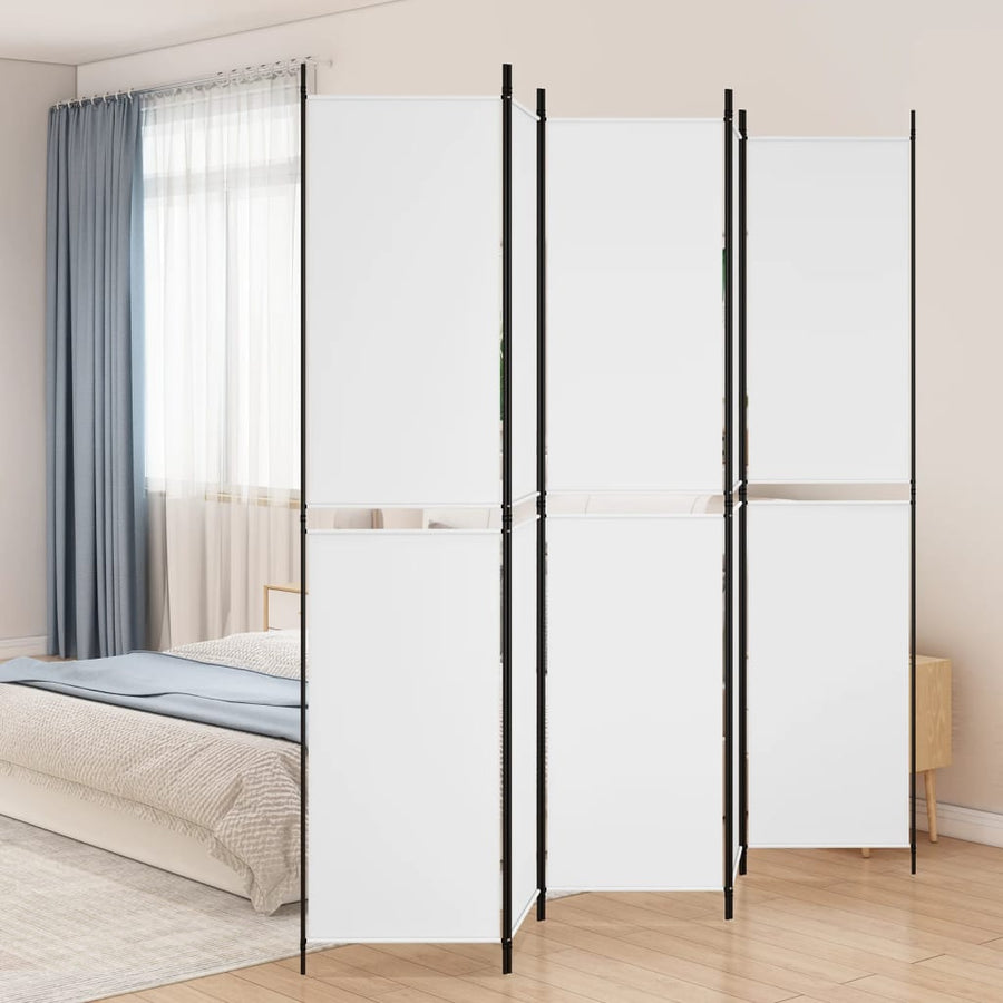 Kamerscherm met 5 panelen 250x220 cm stof wit