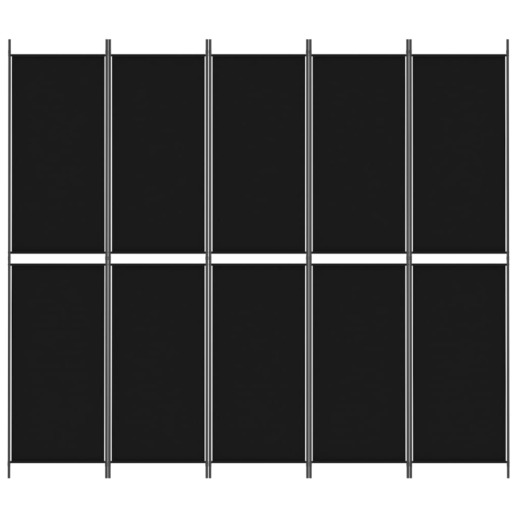 Kamerscherm Met 5 Panelen 250X220 Cm Stof Zwart