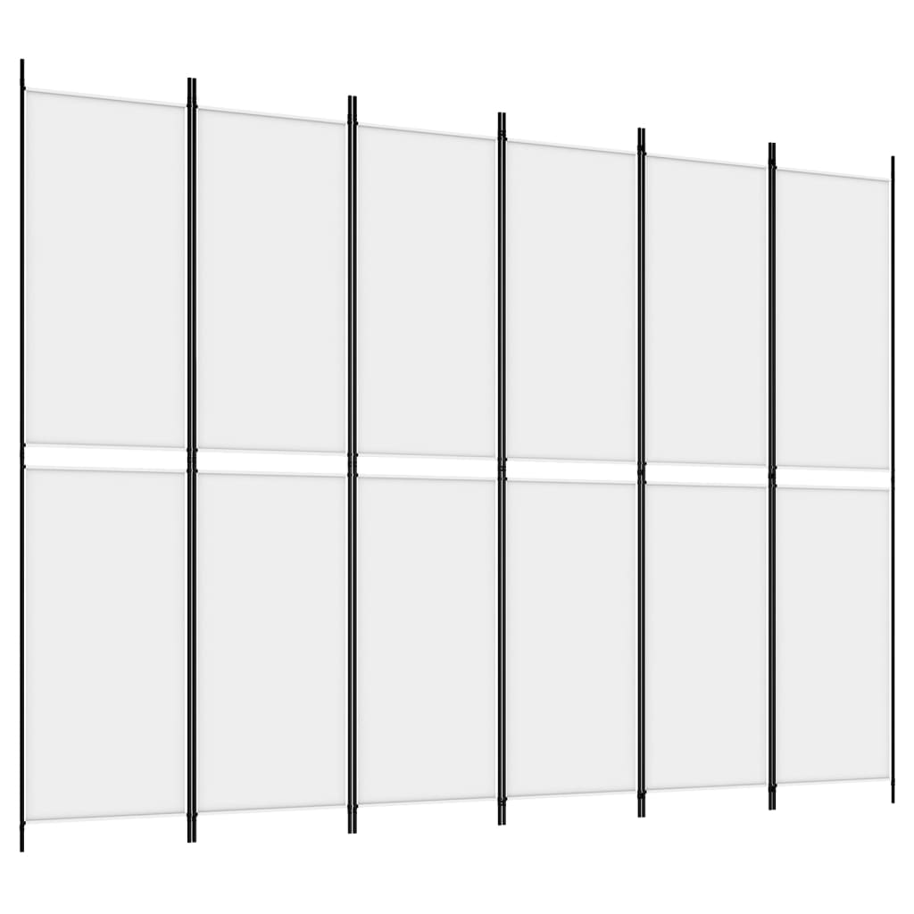 Kamerscherm met 6 panelen 300x220 cm stof wit
