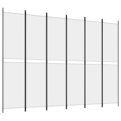 Kamerscherm met 6 panelen 300x220 cm stof wit