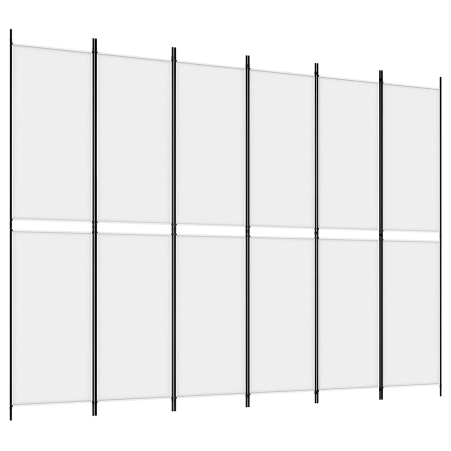 Kamerscherm met 6 panelen 300x220 cm stof wit