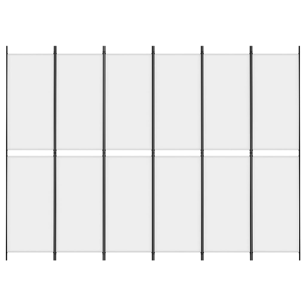 Kamerscherm met 6 panelen 300x220 cm stof wit