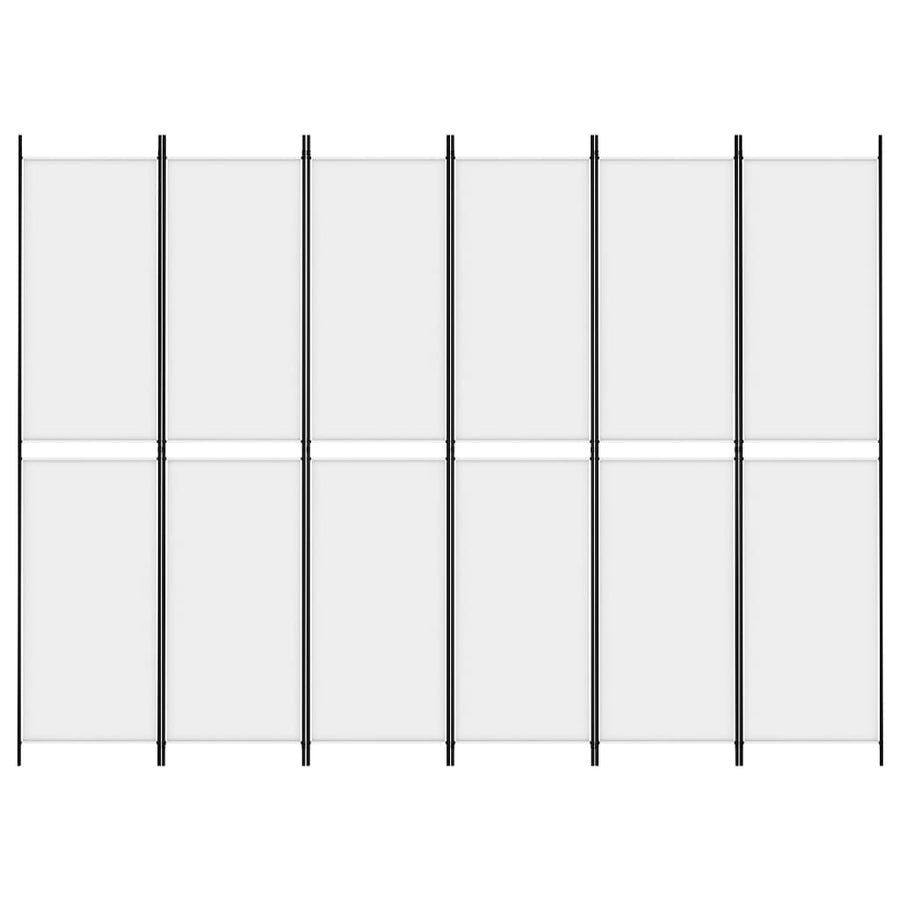 Kamerscherm met 6 panelen 300x220 cm stof wit
