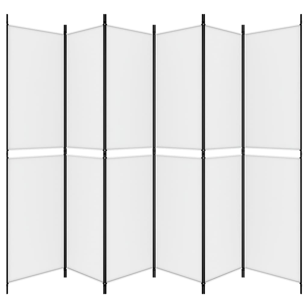 Kamerscherm met 6 panelen 300x220 cm stof wit