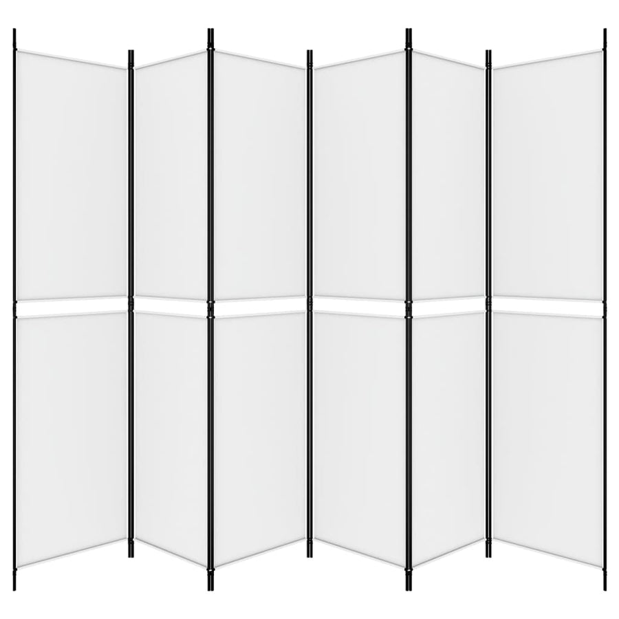 Kamerscherm met 6 panelen 300x220 cm stof wit