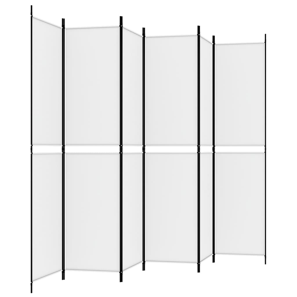 Kamerscherm met 6 panelen 300x220 cm stof wit
