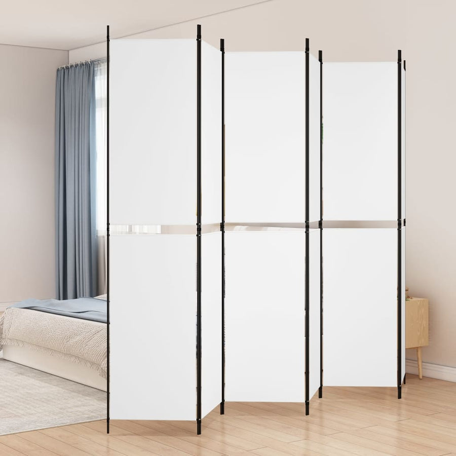 Kamerscherm met 6 panelen 300x220 cm stof wit