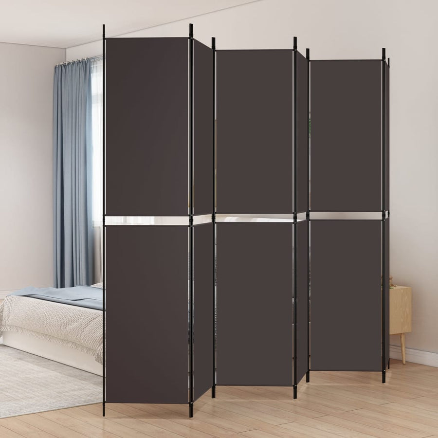 Kamerscherm Met 6 Panelen Stof Bruin 6