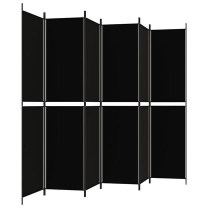 Kamerscherm met 6 panelen 300x220 cm stof zwart