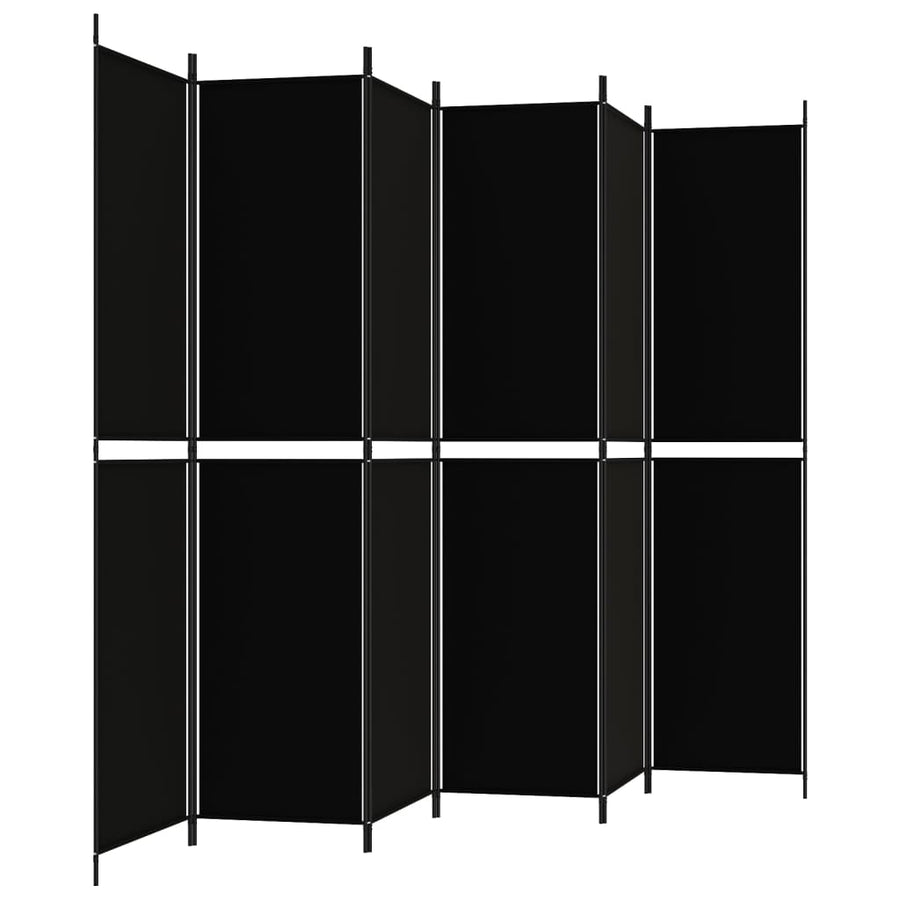 Kamerscherm met 6 panelen 300x220 cm stof zwart
