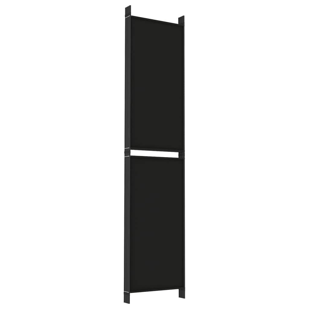 Kamerscherm met 6 panelen 300x220 cm stof zwart