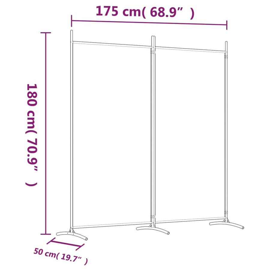 Kamerscherm Met 2 Panelen Stof 175 x 180 cm Wit