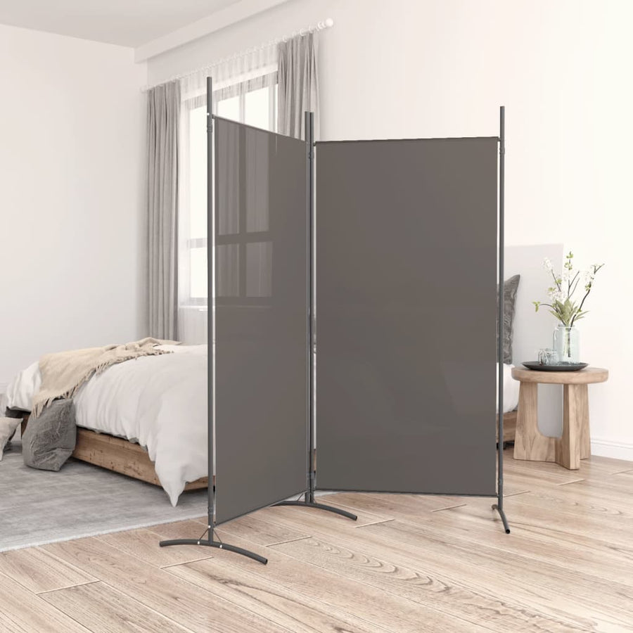 Kamerscherm Met 2 Panelen Stof Kleurig 175 x 180 cm Antraciet