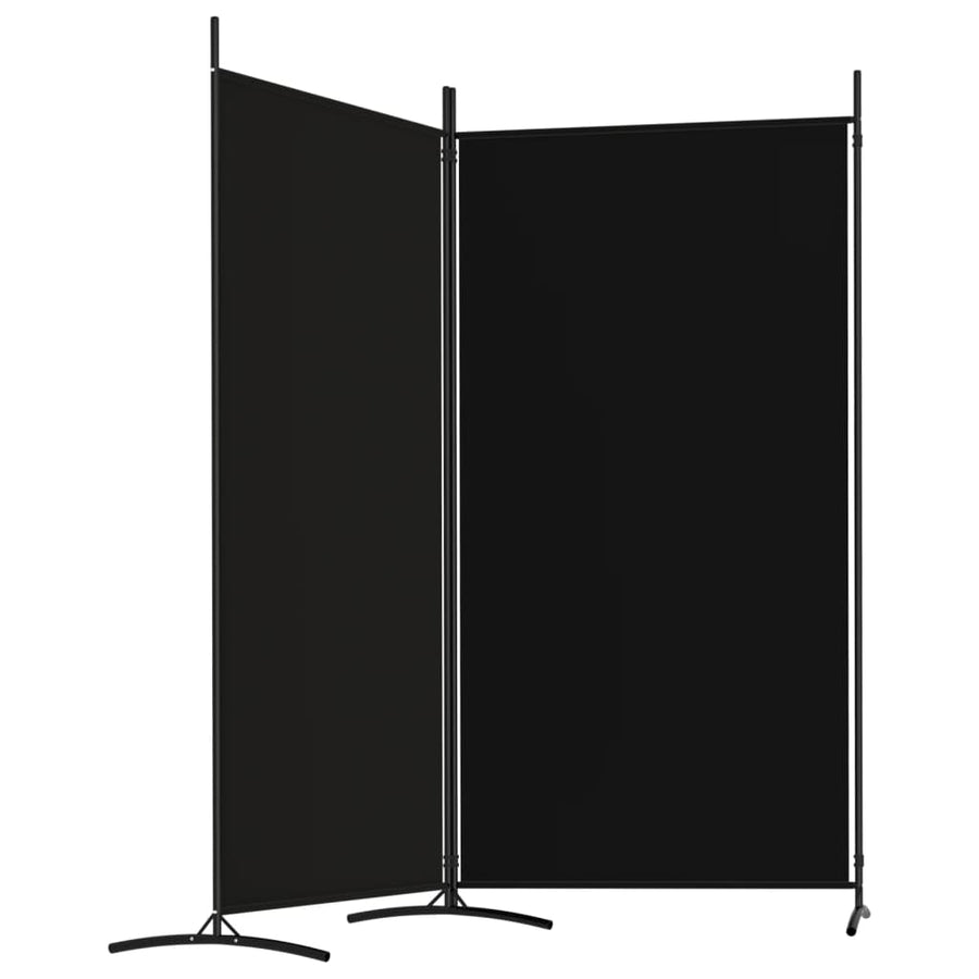 Kamerscherm Met 2 Panelen Stof 175 x 180 cm Zwart