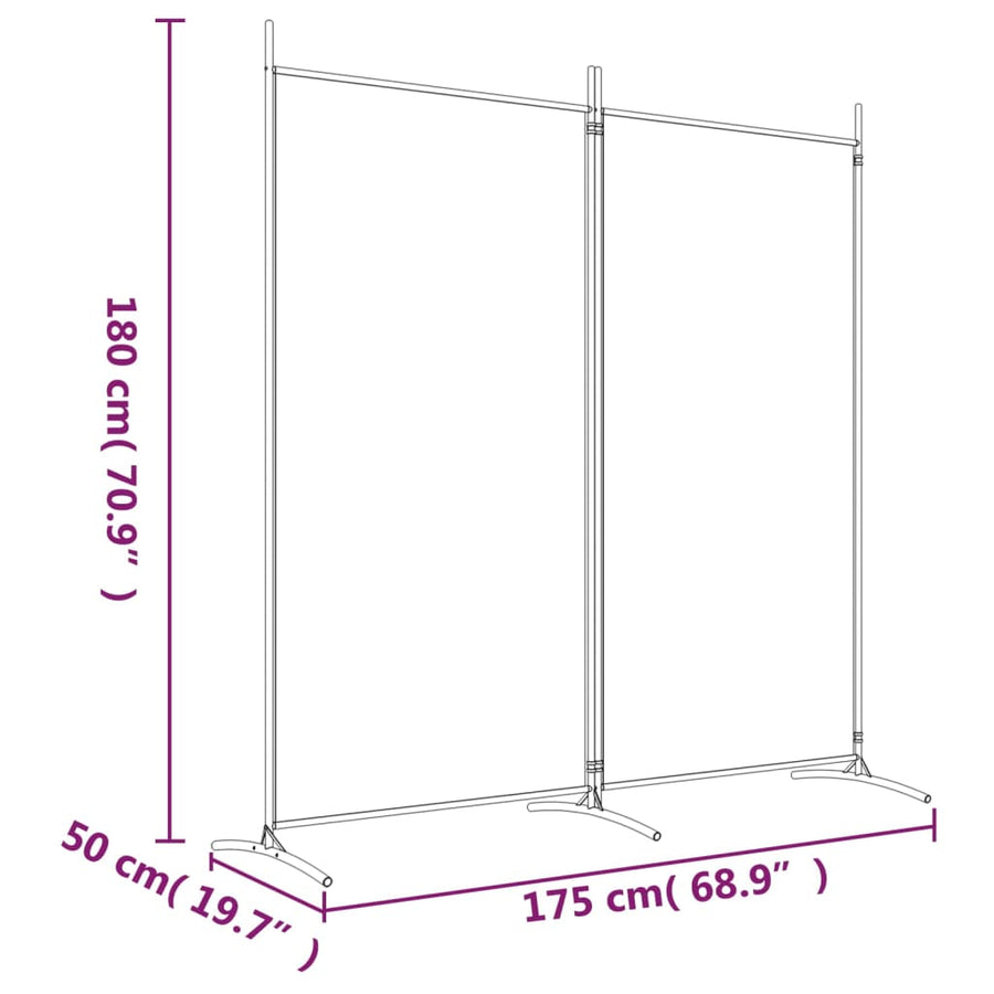 Kamerscherm Met 2 Panelen Stof 175 x 180 cm Zwart