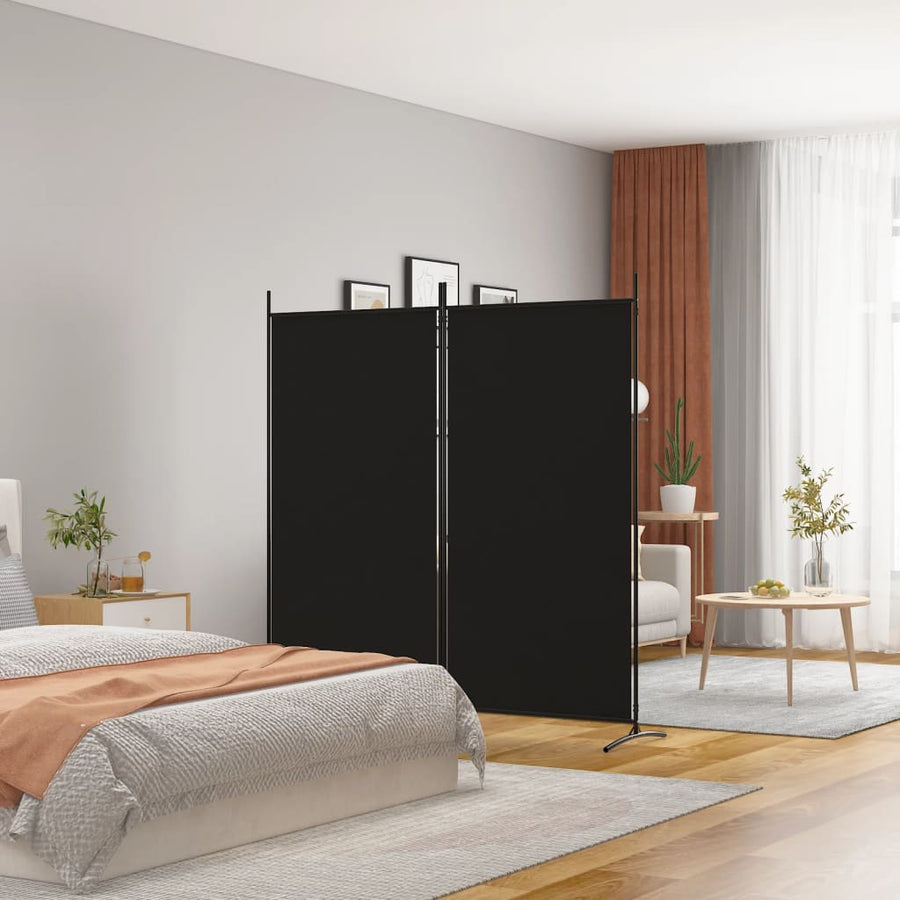Kamerscherm Met 2 Panelen Stof 175 x 180 cm Zwart