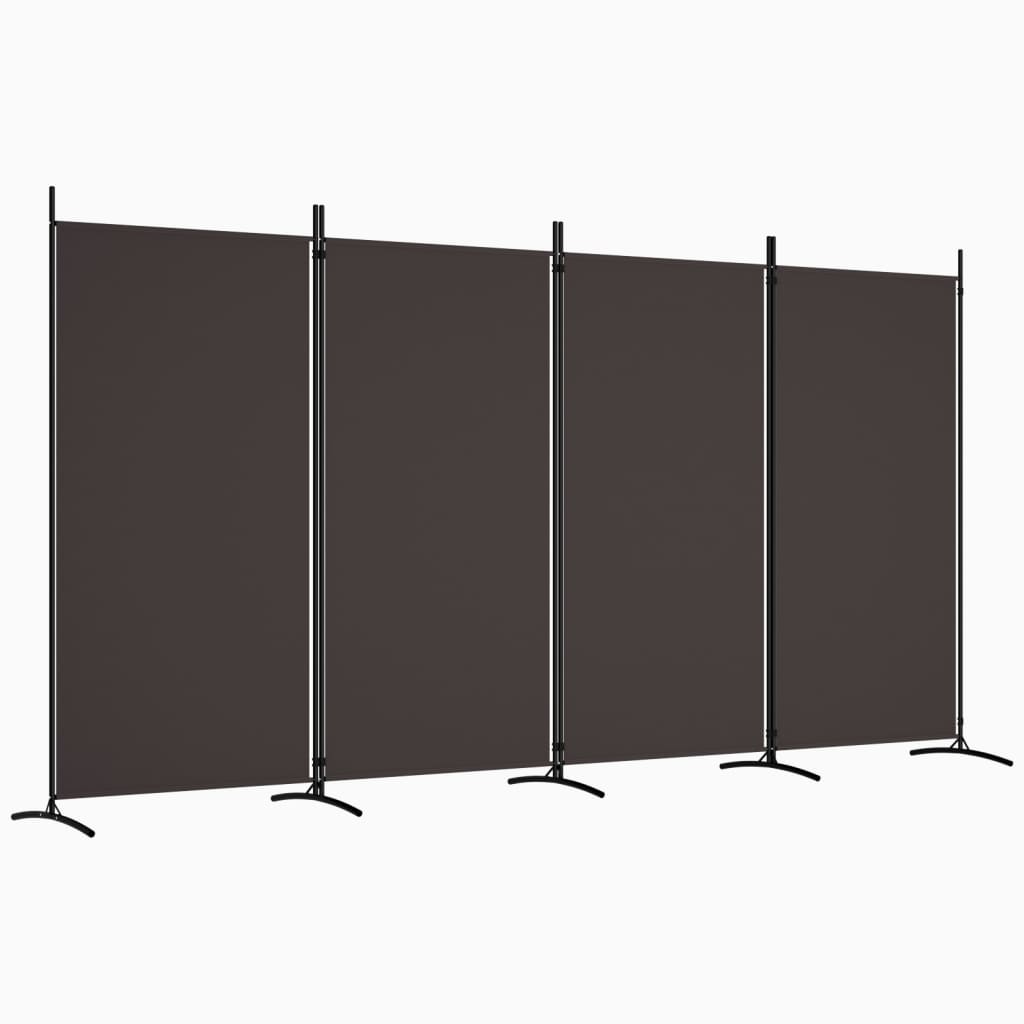 Kamerscherm Met 4 Panelen Stof 346 x 180 cm Bruin