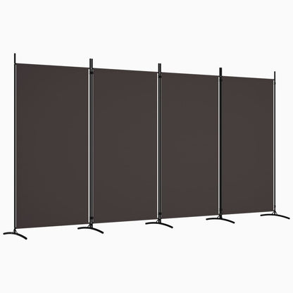 Kamerscherm Met 4 Panelen Stof 346 x 180 cm Bruin