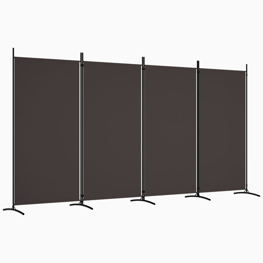 Kamerscherm Met 4 Panelen Stof 346 x 180 cm Bruin