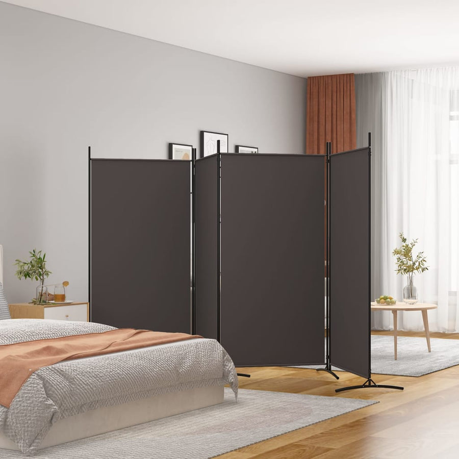 Kamerscherm Met 4 Panelen Stof 346 x 180 cm Bruin