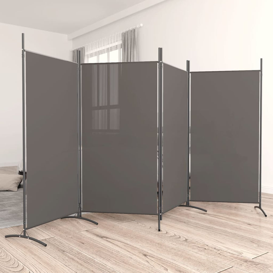 Kamerscherm Met 4 Panelen Stof Kleurig 346 x 180 cm Antraciet