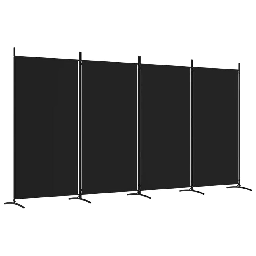 Kamerscherm Met 4 Panelen Stof 346 x 180 cm Zwart