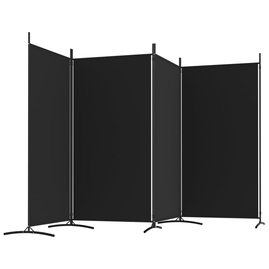 Kamerscherm Met 4 Panelen Stof 346 x 180 cm Zwart
