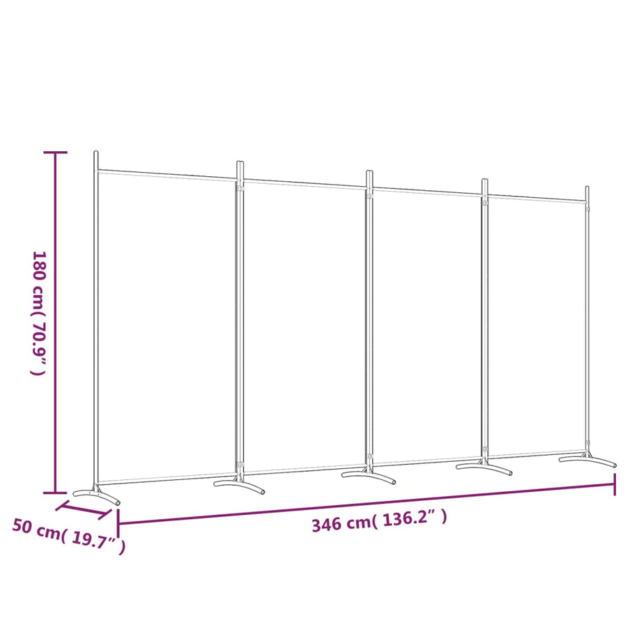 Kamerscherm Met 4 Panelen Stof 346 x 180 cm Zwart