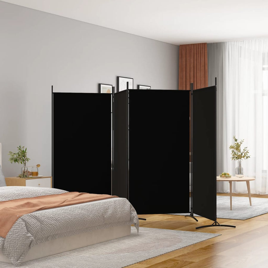 Kamerscherm Met 4 Panelen Stof 346 x 180 cm Zwart