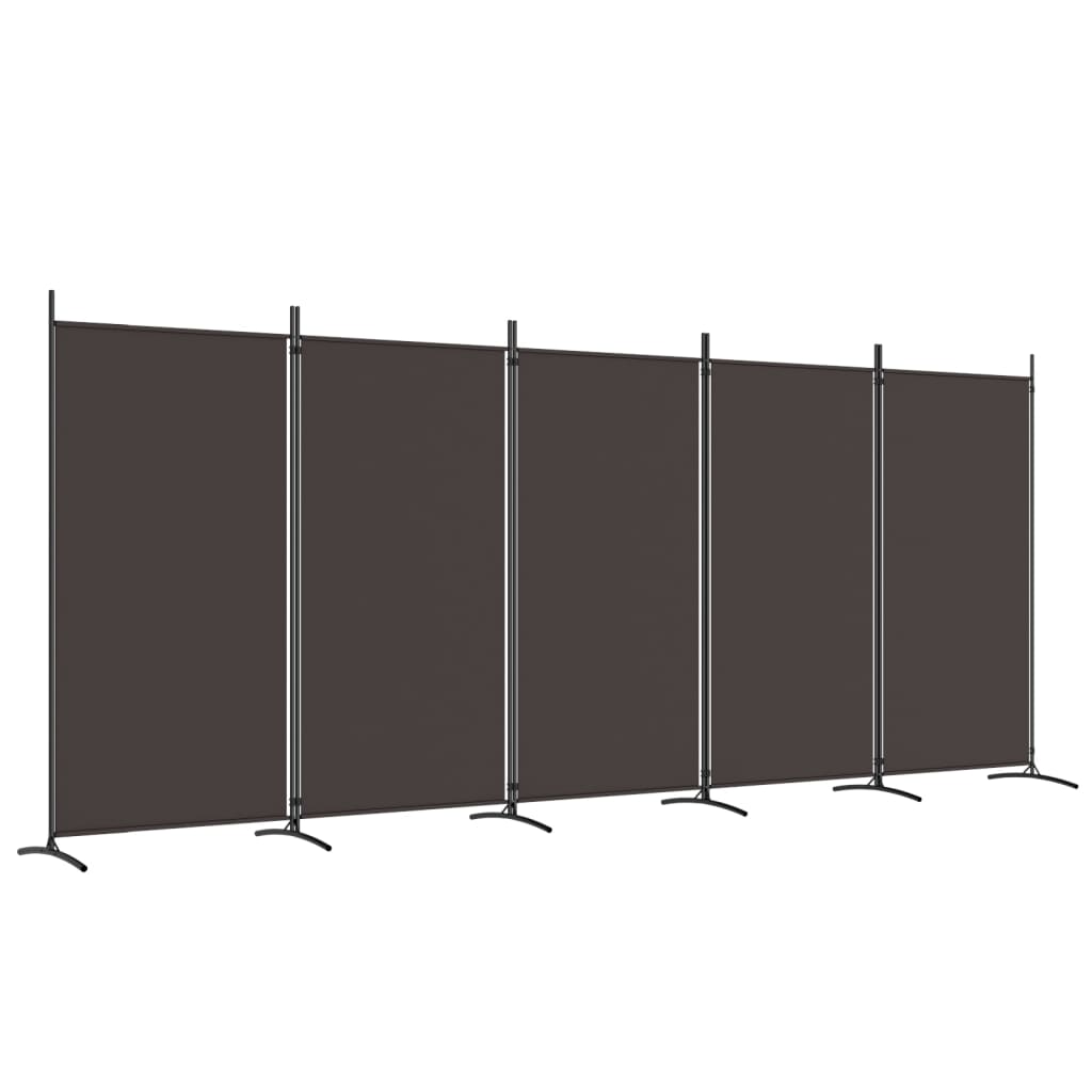 Kamerscherm Met 5 Panelen Stof 433 x 180 cm Bruin