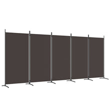 Kamerscherm Met 5 Panelen Stof 433 x 180 cm Bruin