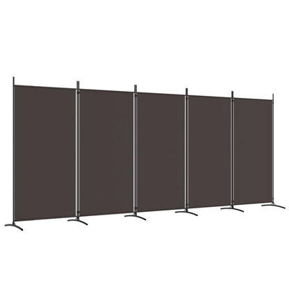 Kamerscherm Met 5 Panelen Stof 433 x 180 cm Bruin