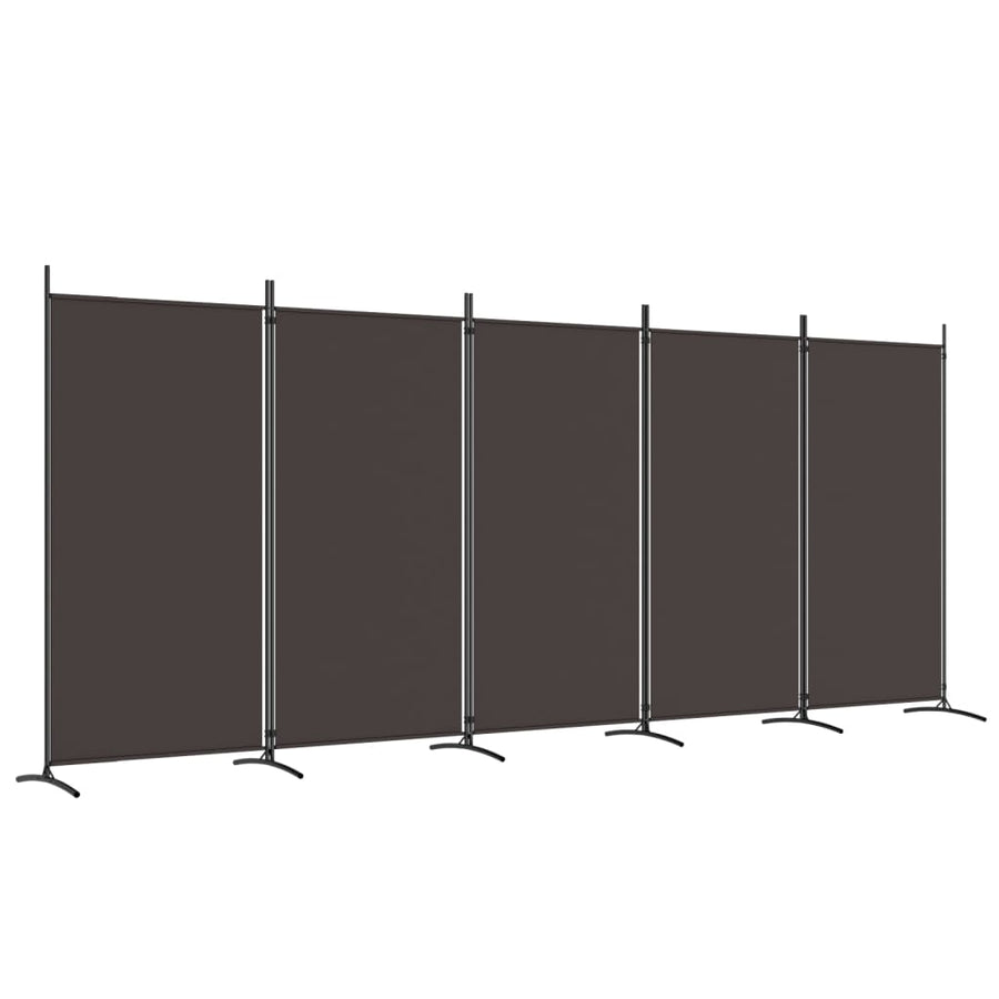 Kamerscherm Met 5 Panelen Stof 433 x 180 cm Bruin