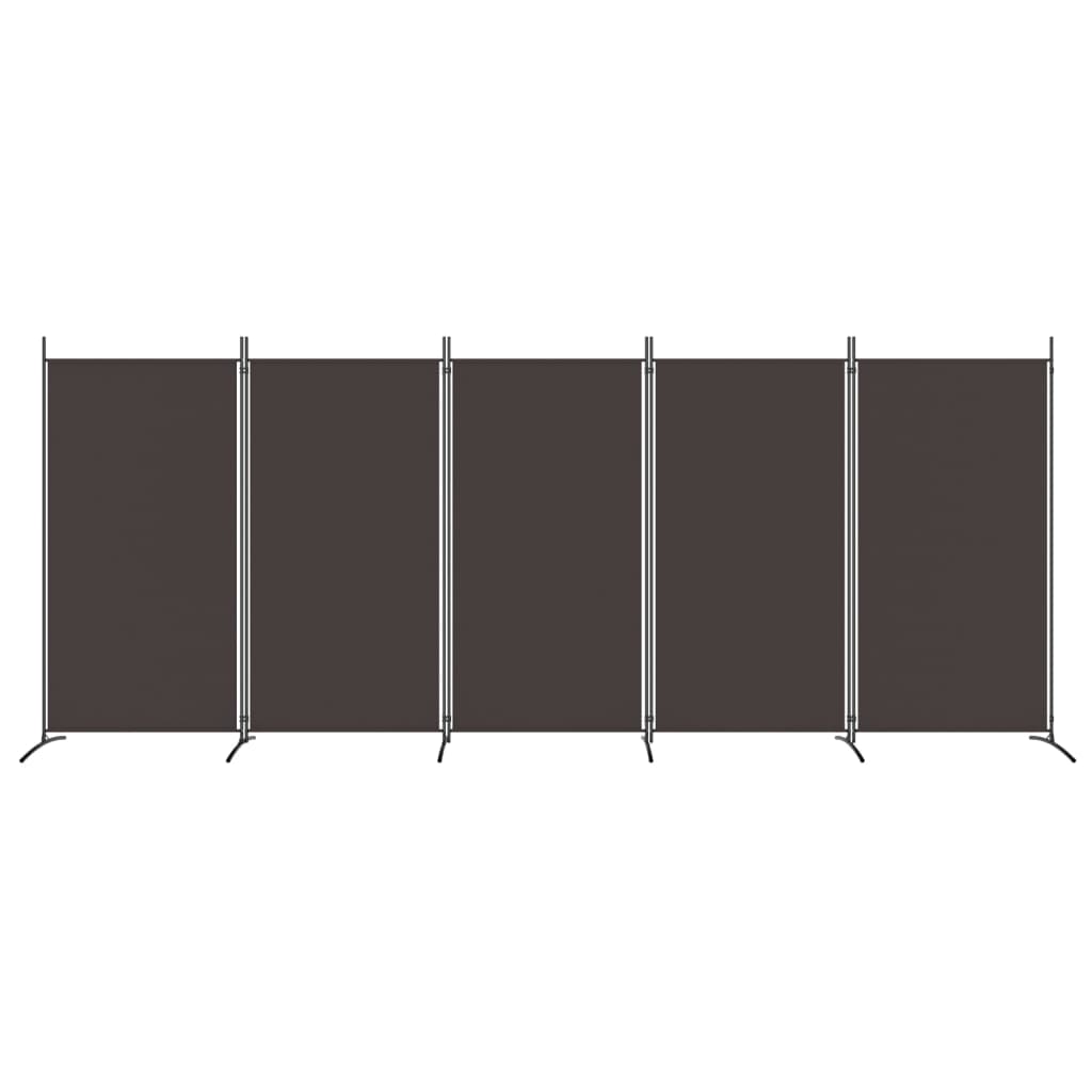 Kamerscherm Met 5 Panelen Stof 433 x 180 cm Bruin