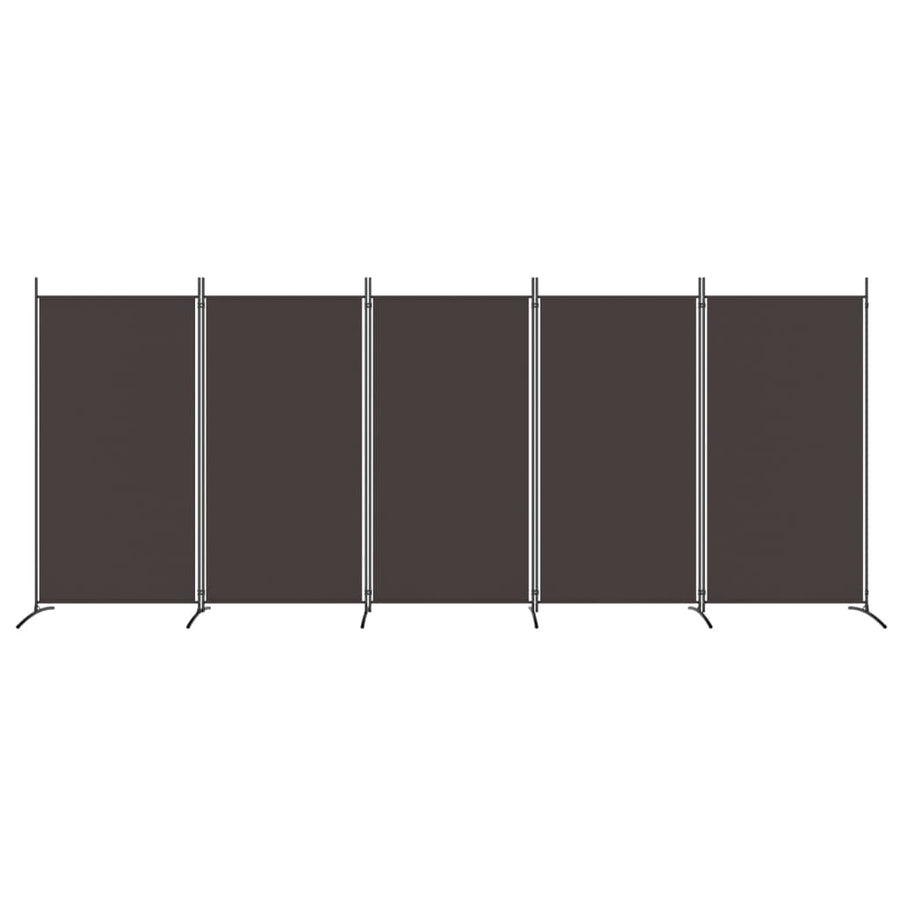 Kamerscherm Met 5 Panelen Stof 433 x 180 cm Bruin