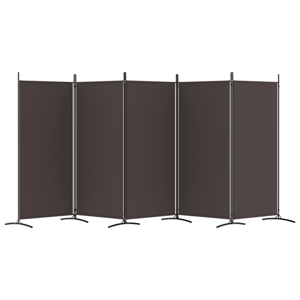 Kamerscherm Met 5 Panelen Stof 433 x 180 cm Bruin