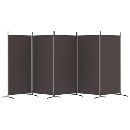 Kamerscherm Met 5 Panelen Stof 433 x 180 cm Bruin