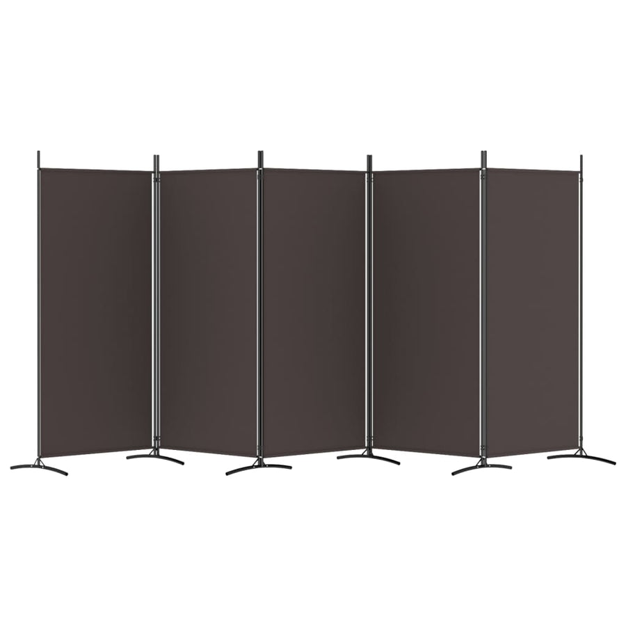 Kamerscherm Met 5 Panelen Stof 433 x 180 cm Bruin