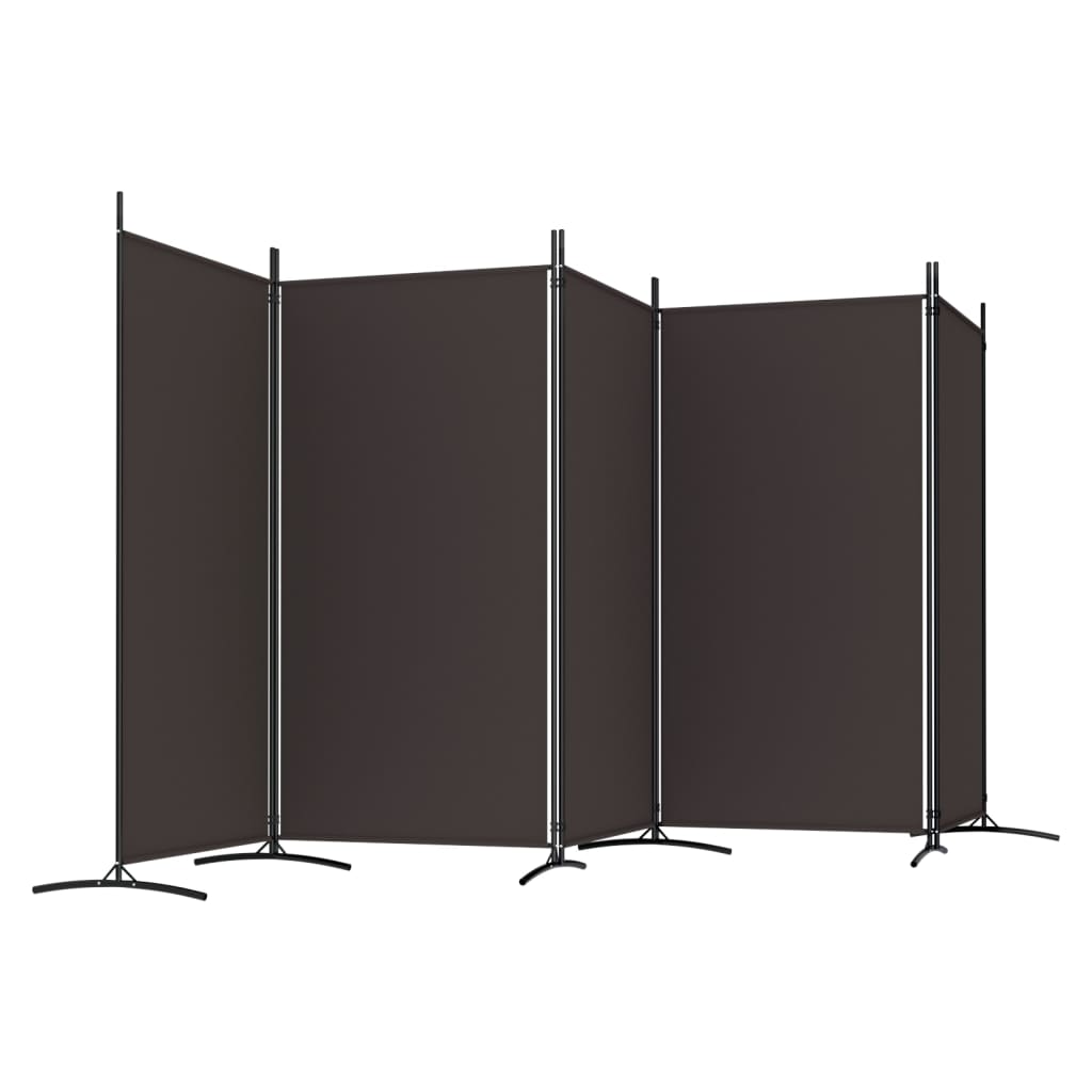 Kamerscherm Met 5 Panelen Stof 433 x 180 cm Bruin