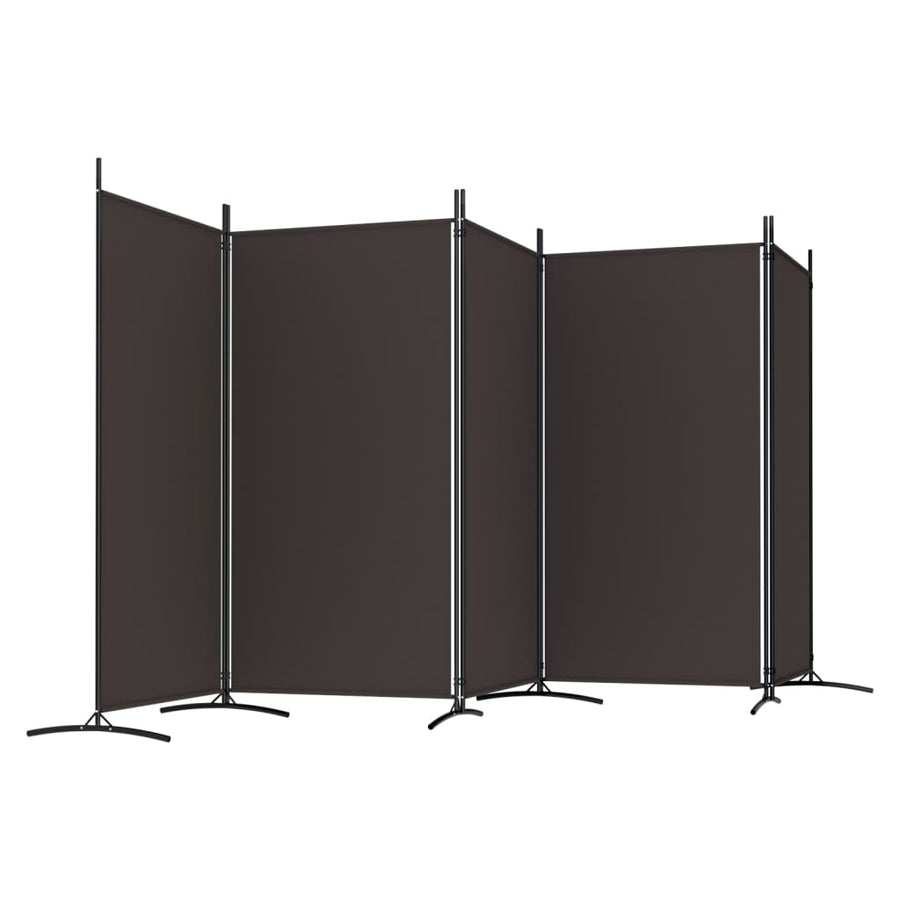 Kamerscherm Met 5 Panelen Stof 433 x 180 cm Bruin